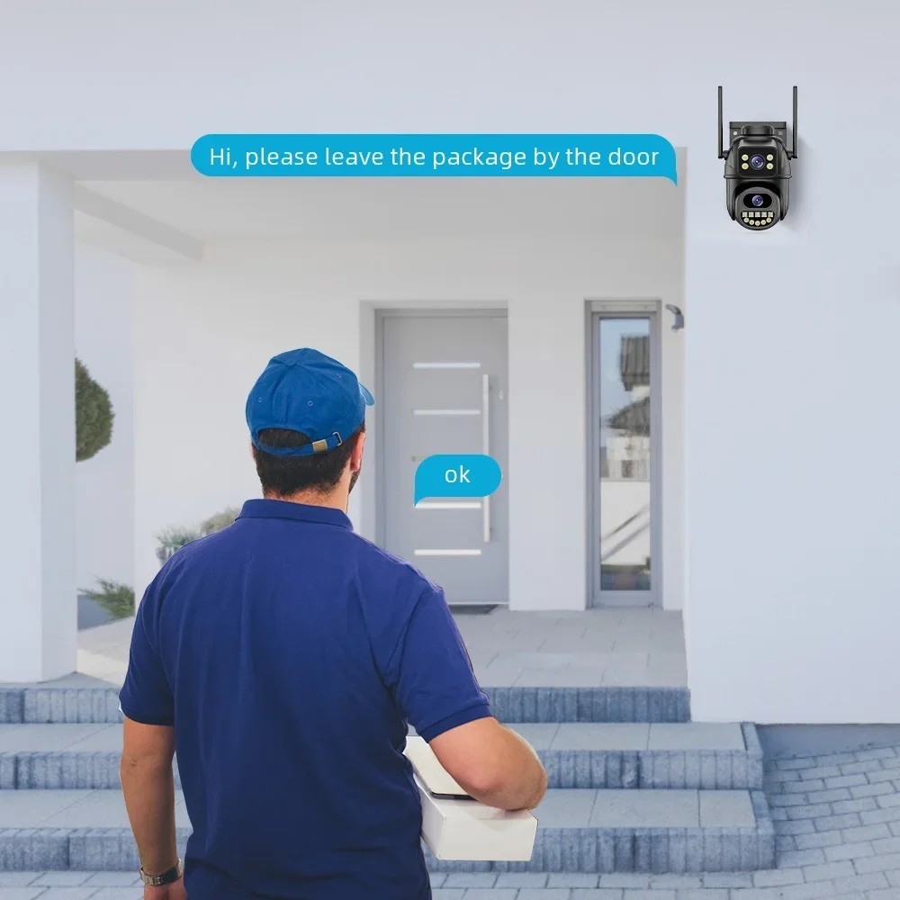 4K 8MP WiFi PTZ Security Camera Dual Lens 4X Zoom AI Human Detect Outdoor