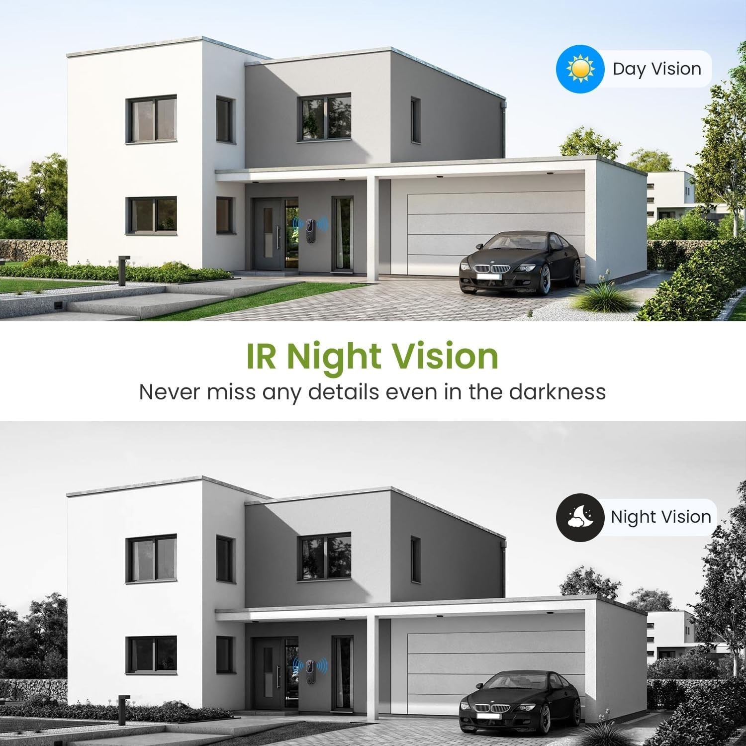 1080P Purple Wireless Doorbell with Intelligent Human Detection & Two-Way Audio