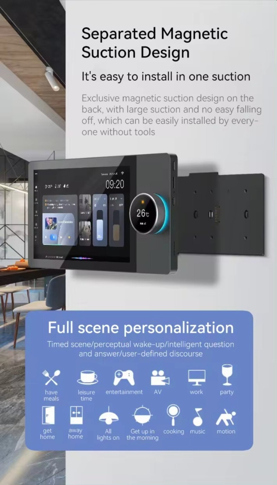 4-way Speakers Multi-functional Android 8 Inch Central Control Panel Smart Home