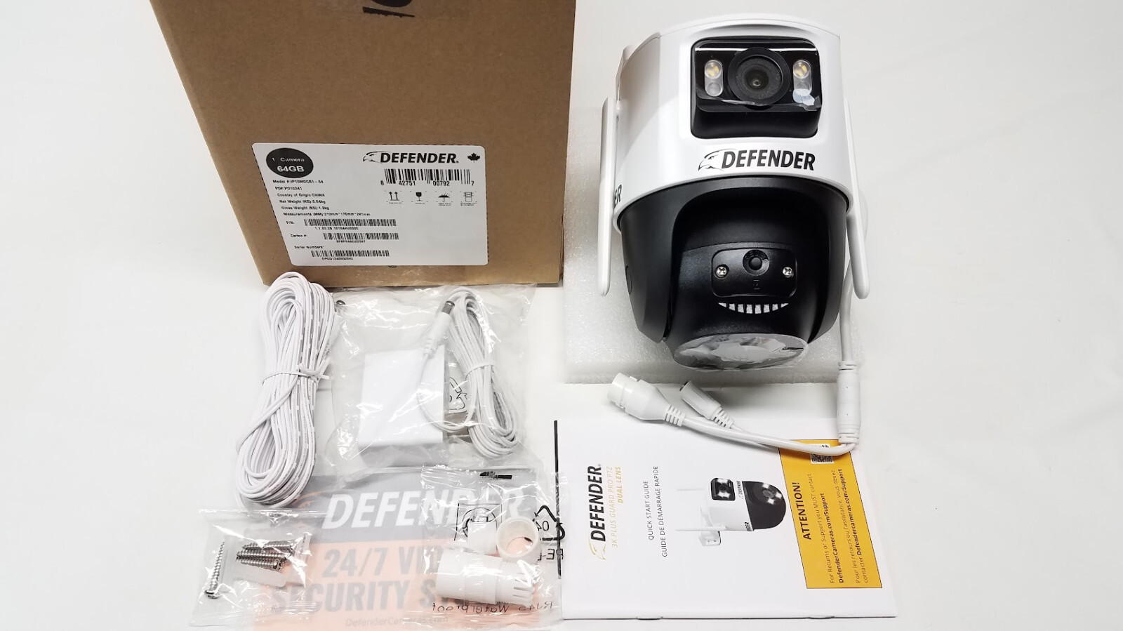 Defender AI Powered Guard Pro 3K Plus PTZ Dual Lens Security Camera 64GB