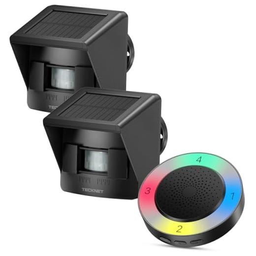 Solar Wireless Driveway Alarm with 2600FT 1 Carbon Black Receiver and 2 Sensor