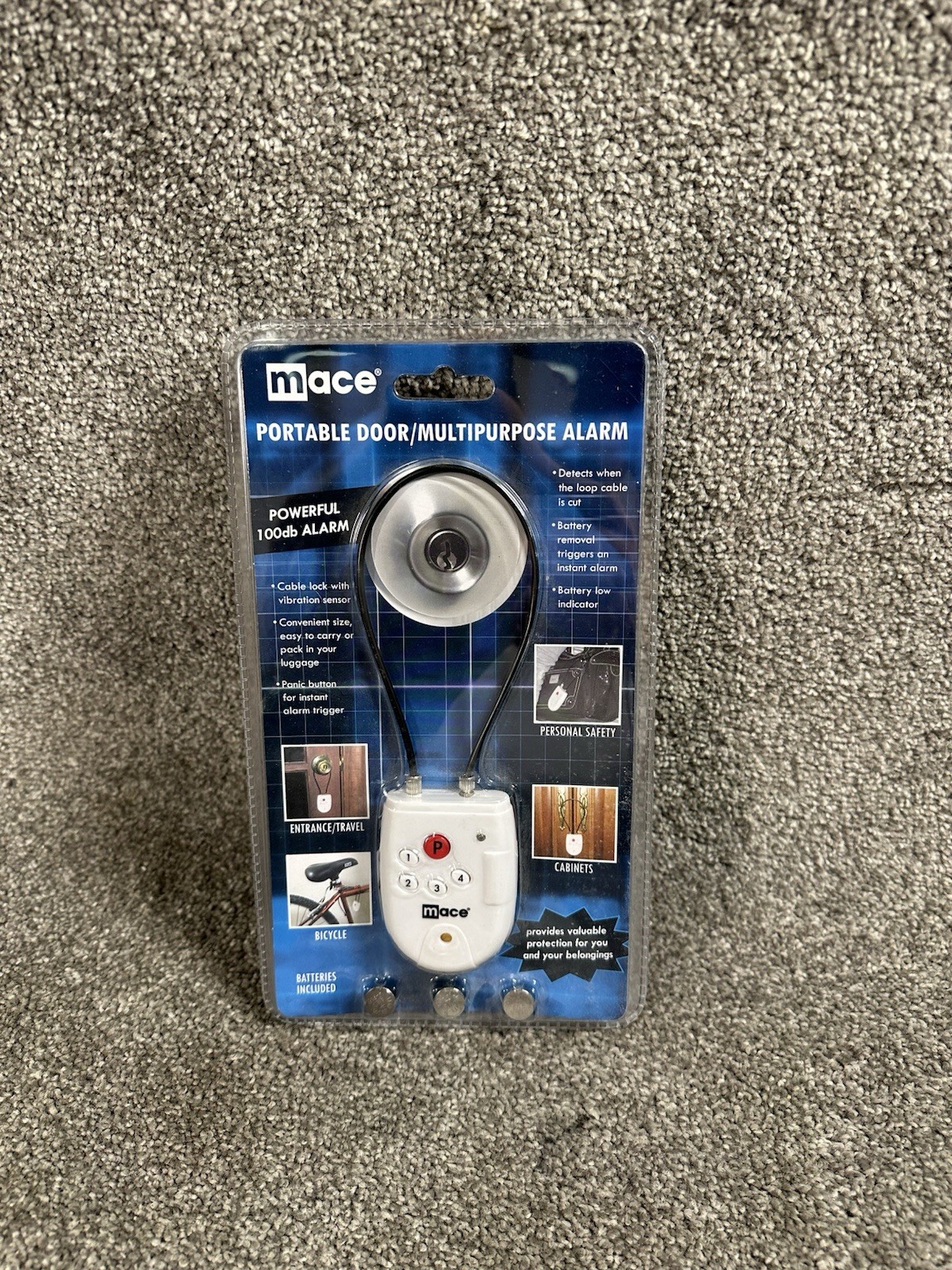 New Mace Brand Security 100db Portable Multipurpose Alarm Door Personal Bike