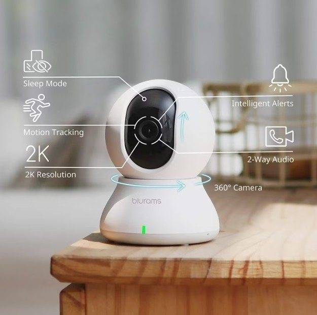 2pcs Blurams Dome Lite 2 Home 2K Security Camera, 360-degree/2-Way Audio For Pet