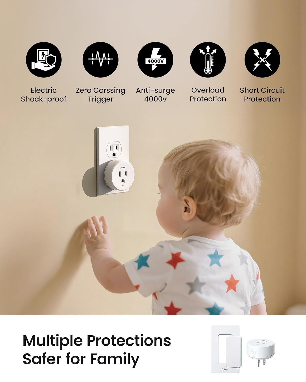 Remote Control Outlet Plug Switch, Buckle Design & Removable Wireless