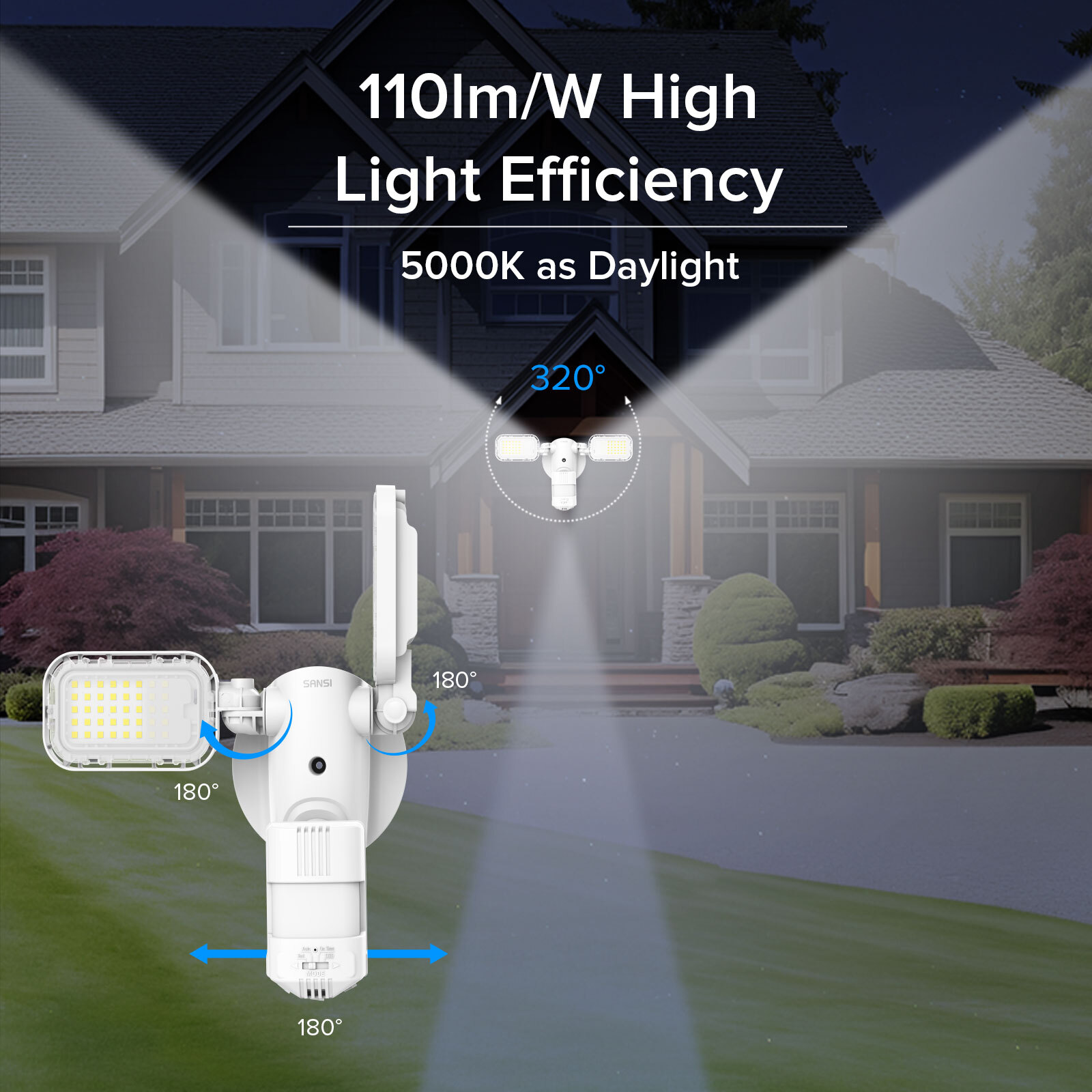 SANSI 4000lm LED Security Light Dusk to Dawn Light Sensor 30W (400W Equiv.) ETL