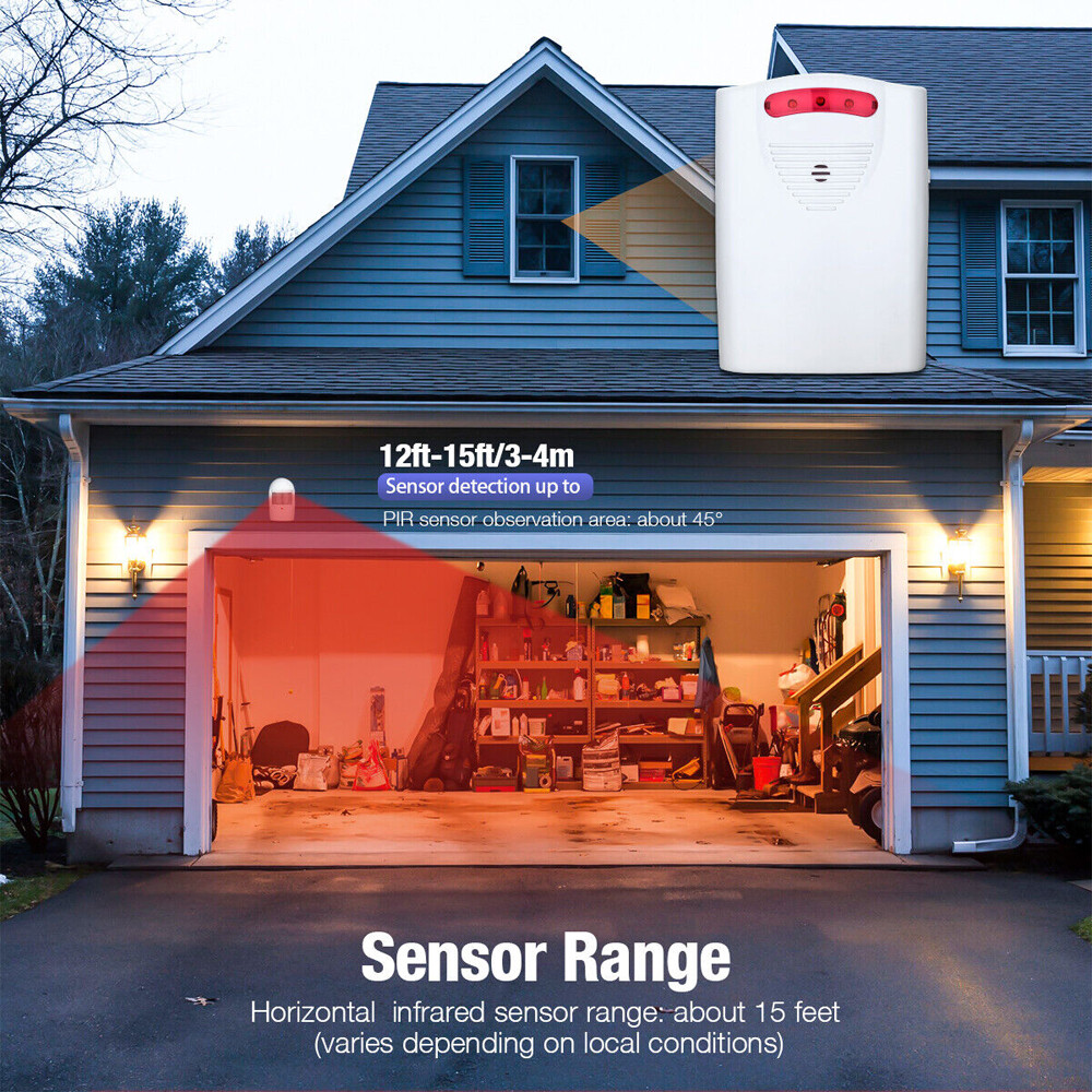 Wireless PIR Motion Sensor System Driveway Garage Security Alarm Alert Indoor US