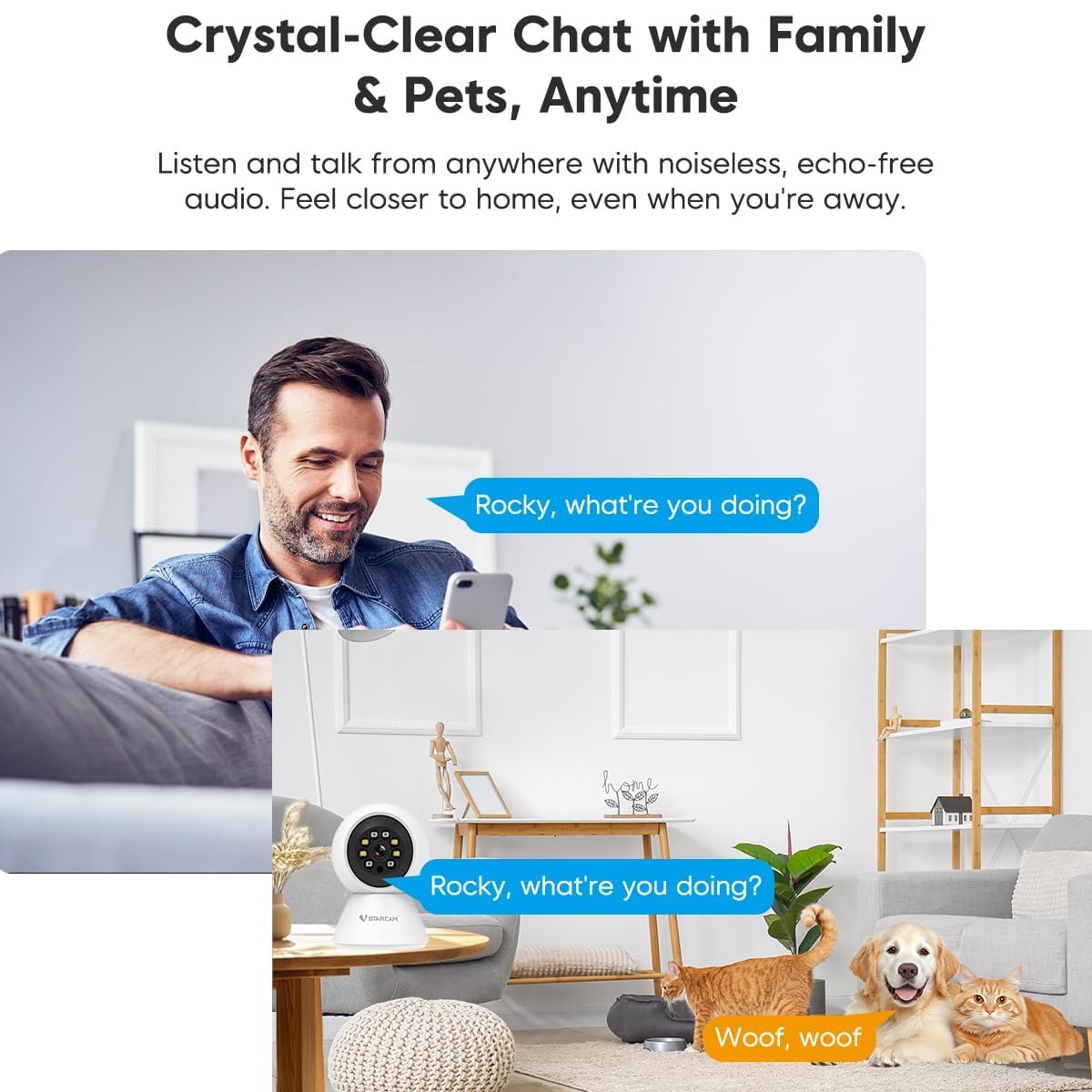 3MP 2K Indoor , 2.4GHz WiFi Pet with 355° Pan 60° Tilt, Human Detection, Colo…