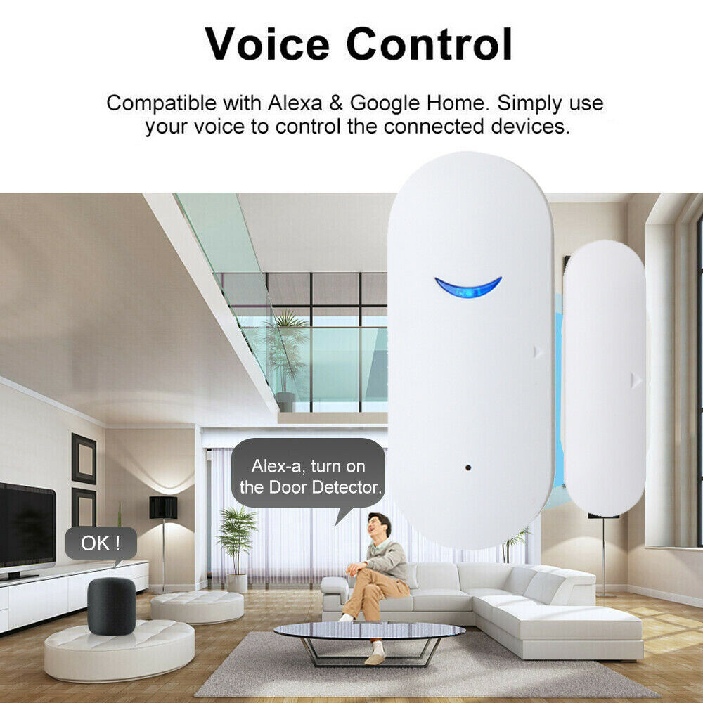 Smart Wireless WIFI Window Door Sensor Burglar Security Alarm For Google Alexa