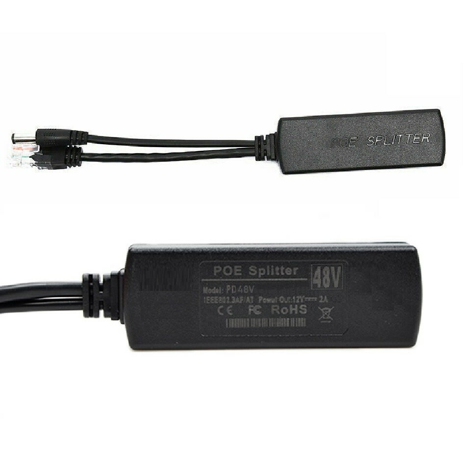 Active PoE Splitter Power Over Ethernet 48V to 12V 2A For IEEE802.3af 15.4W US