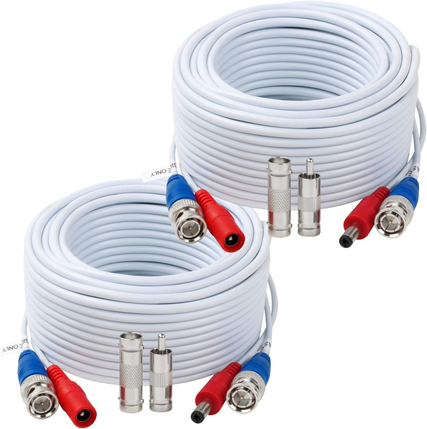 2 Pack 50 Feet BNC Video Power Cable Wire Video Security Camera Wire with Connec