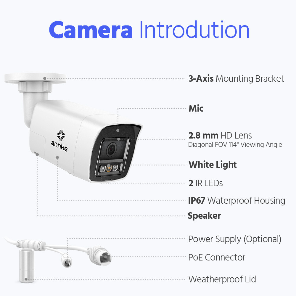 ANNKE 3K POE Security Camera System Two Way Audio 16CH 4K NVR Color Night Vision