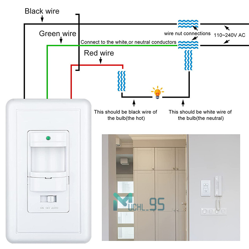 110V Motion Sensor Infrared PIR Movement Detector Outdoor Sensor Light Switch US