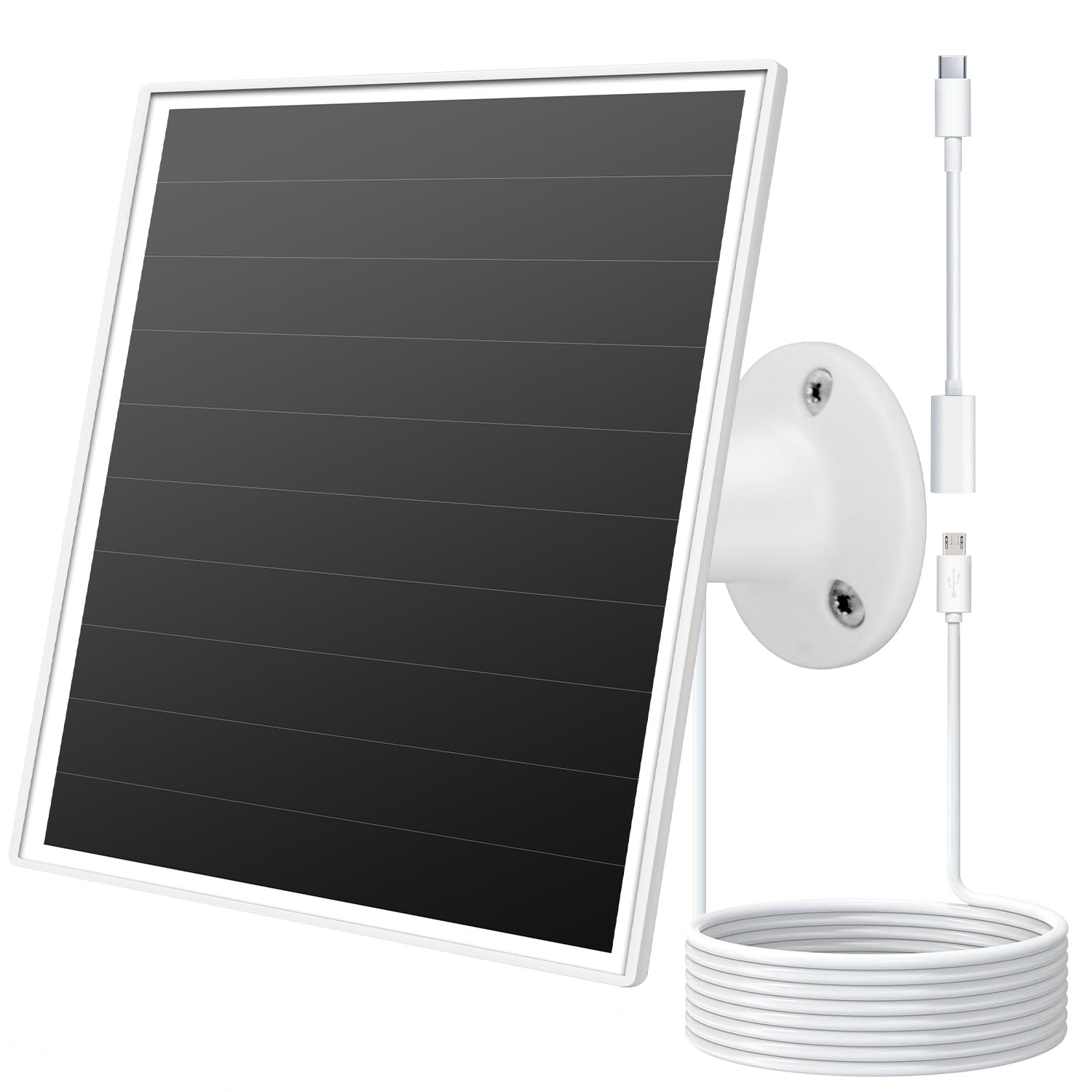 6W Solar Panel for Outdoor Security Camera with Micro USB & USB C Port Solar