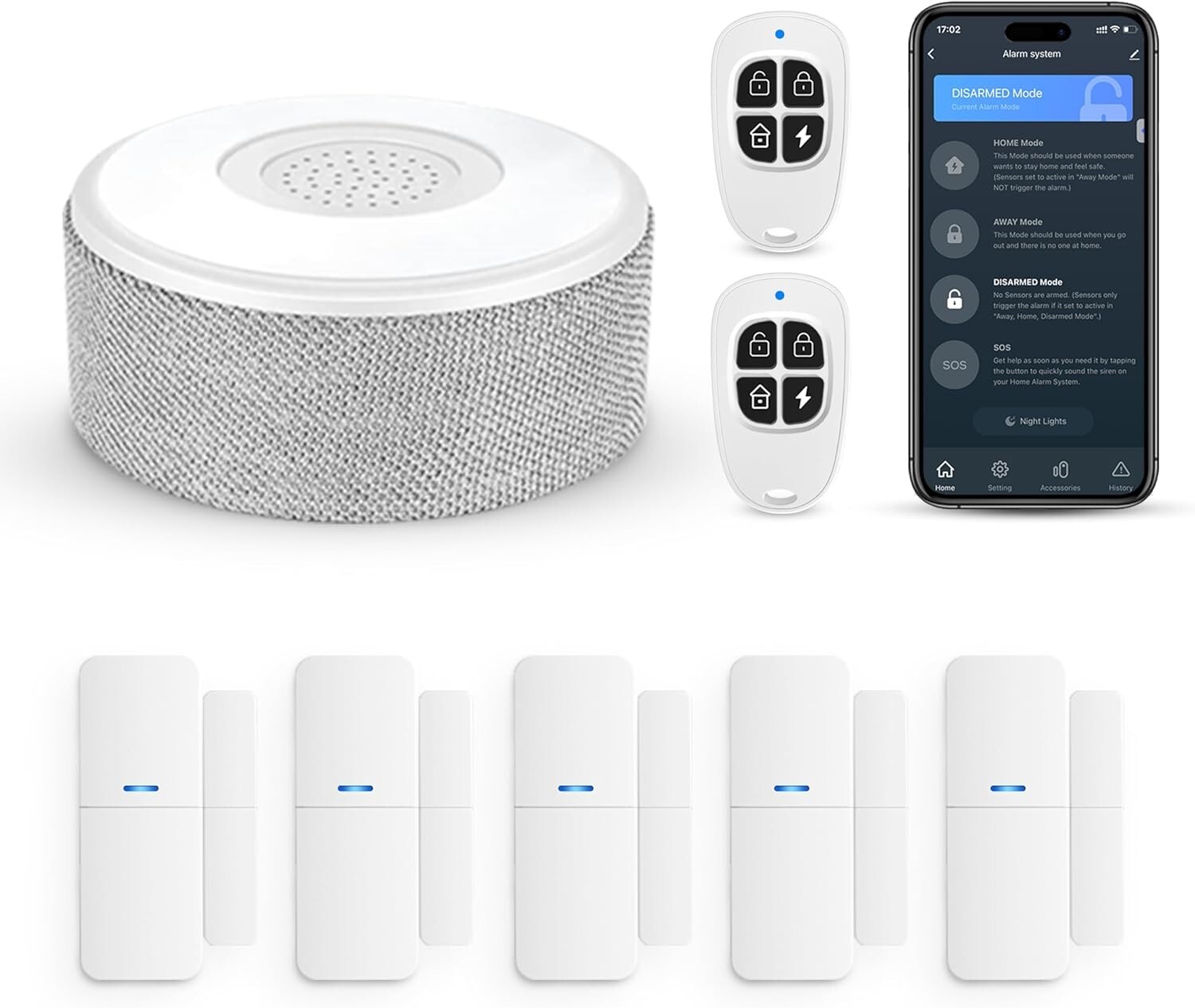 WiFi Door Alarm System, Wireless DIY Smart Home Security System with Phone APP