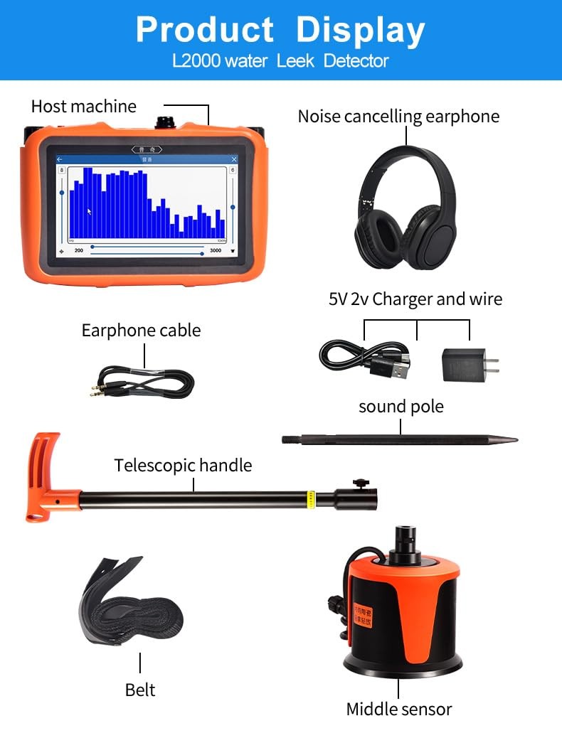 PQWT L2000 Outdoor Pipe Water Leak Detector Middle Sensor Detecting for Depth 5m