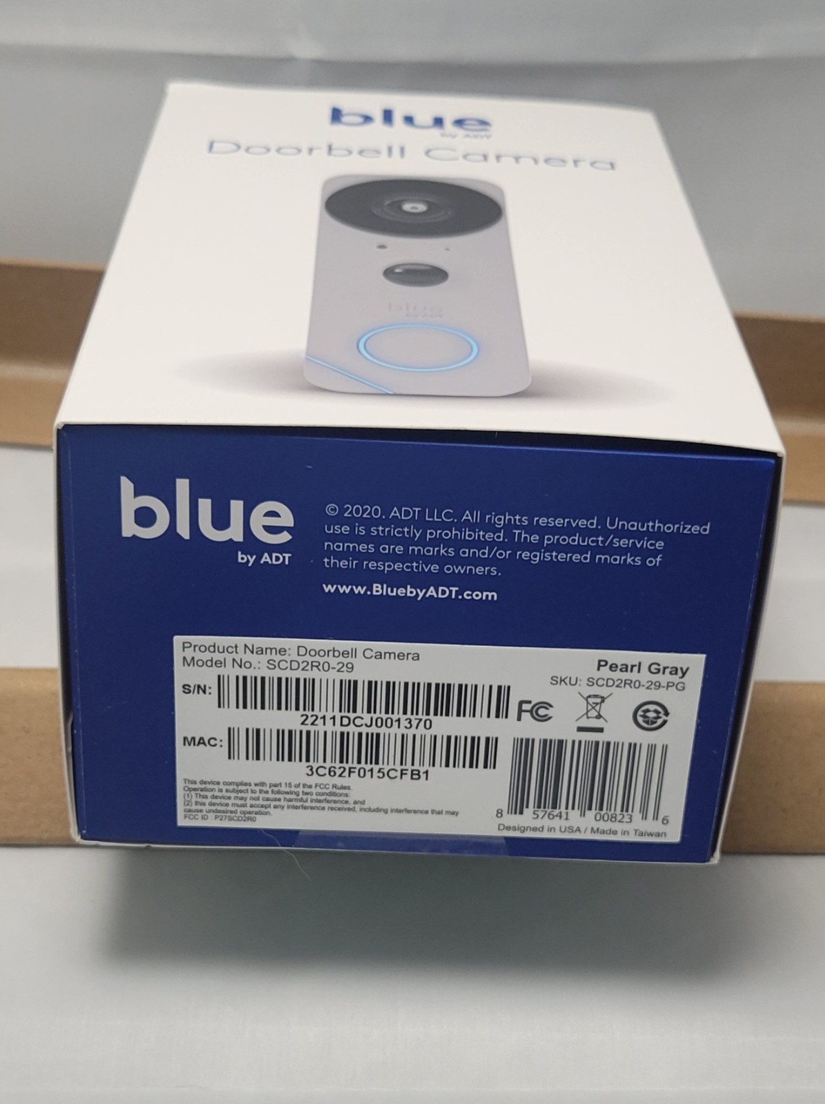 Factory Sealed NEW Blue by ADT Doorbell Camera – Pearl Gray