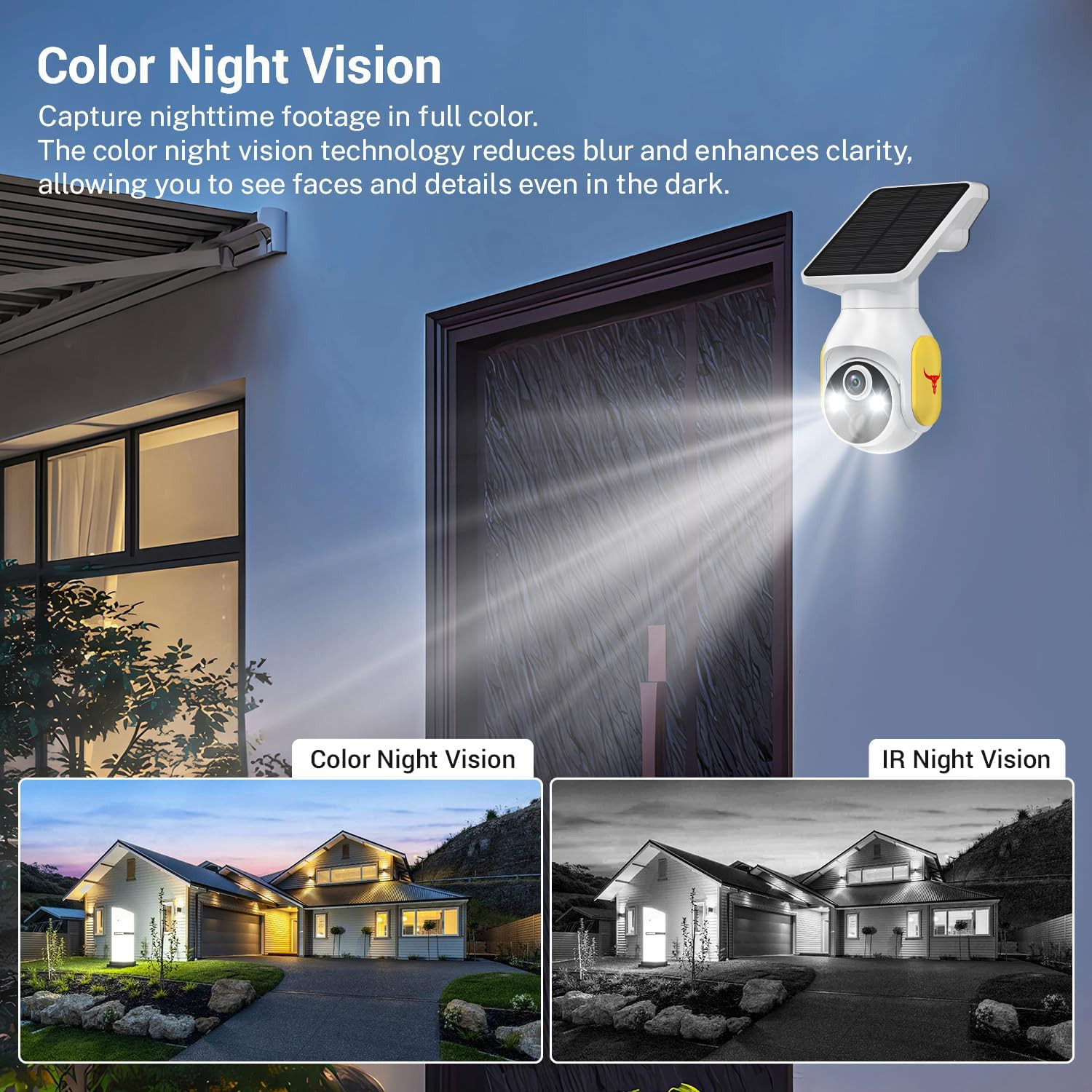 Famevibe Wireless Security Camera: 1080p, Solar-Powered with Two-Way Audio