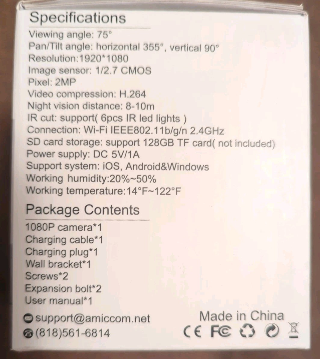 📸Amiccom HD PTZ IP Security Camera. Support System iOS, Android & Windows. New