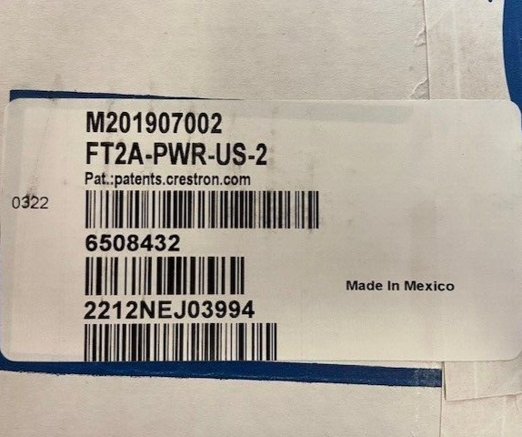 Crestron FT2A-PWR-US-2 AC Power Module Brand New in the Box