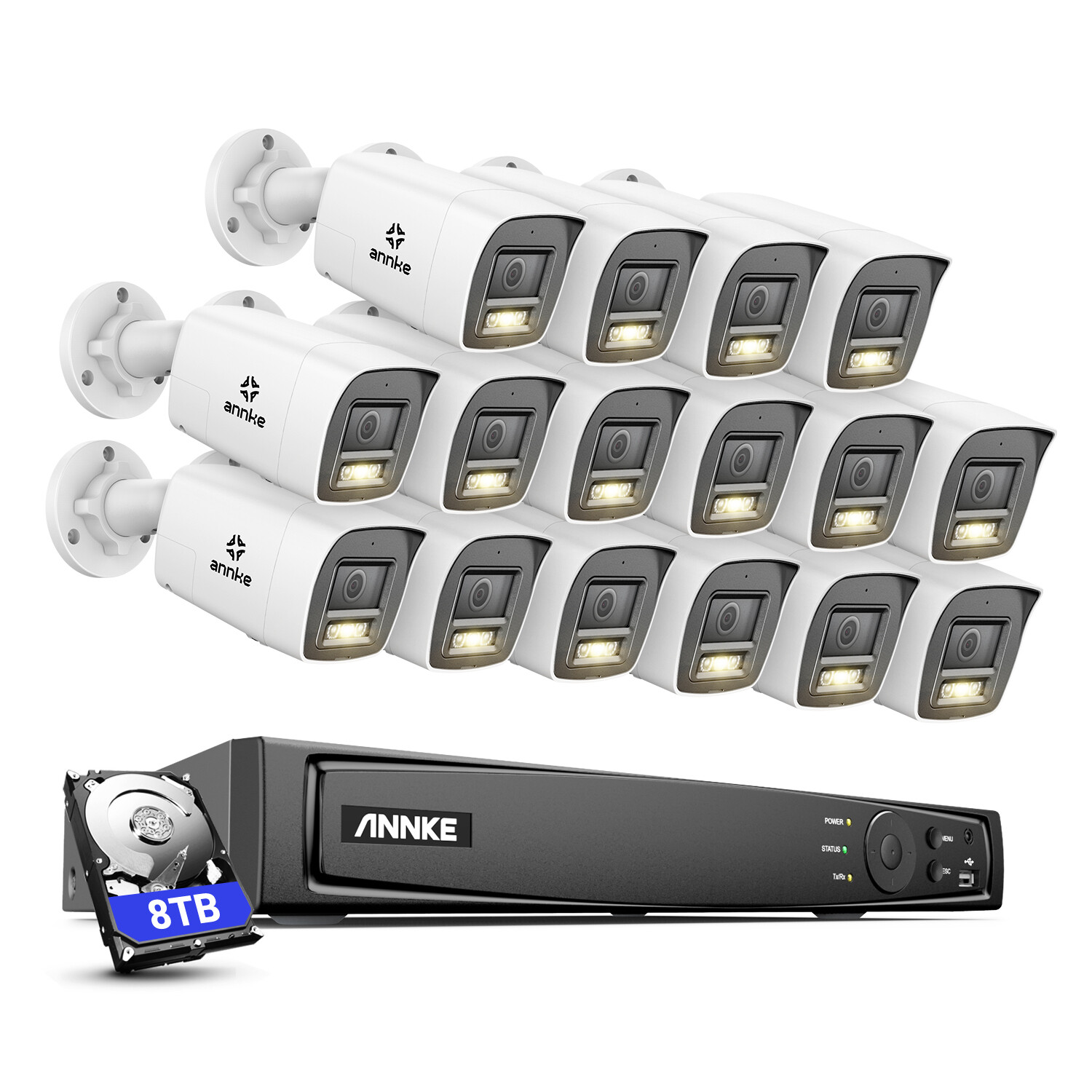 ANNKE 12MP 16CH NVR 4K PoE Security Camera System Two Way Audio Human Detection