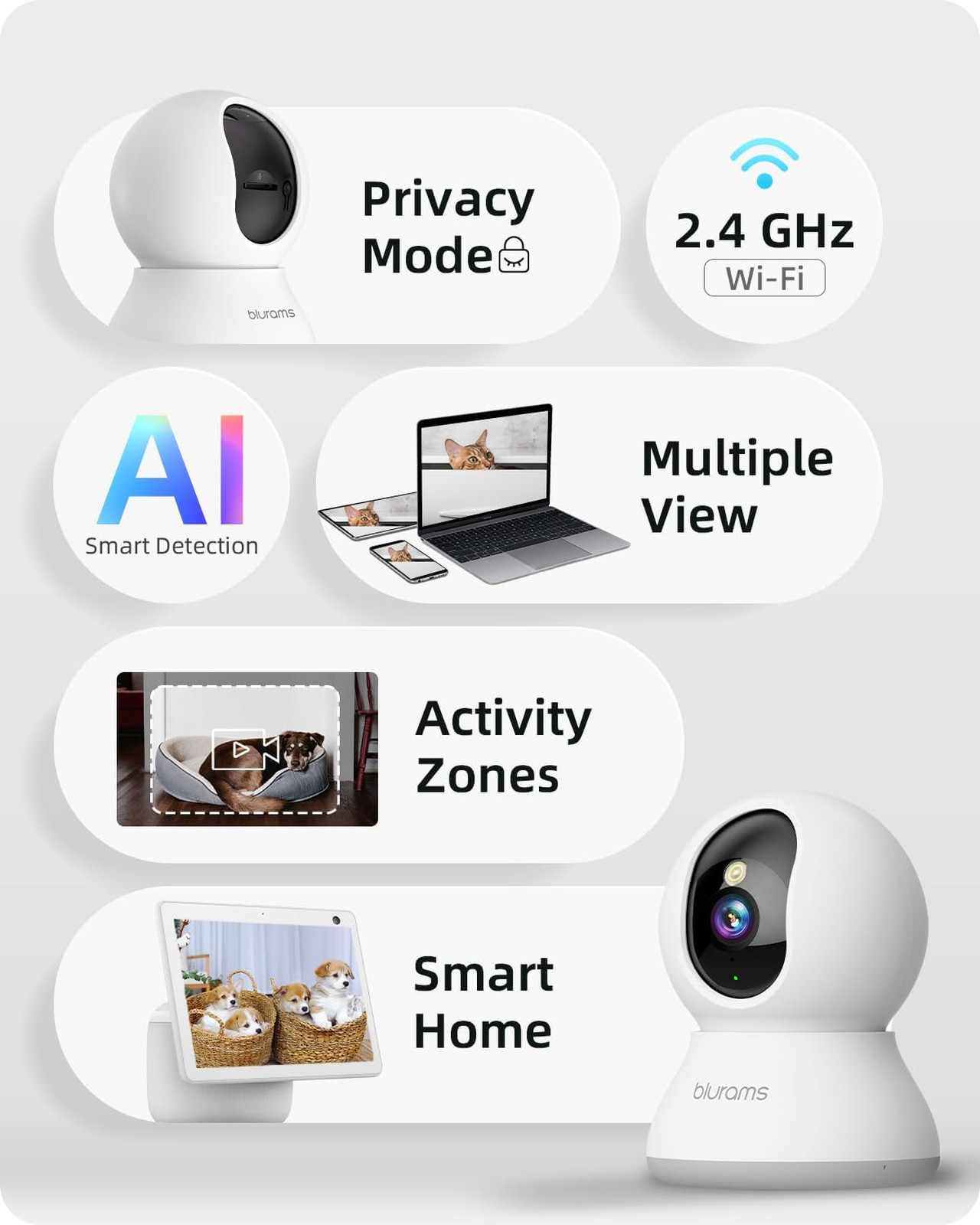 Security Camera 2K IR Night Vision Motion Tracking Phone App Smart Alexa Google