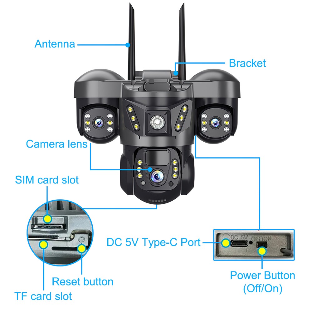 12MP Camara De Seguridad Solar Inalambricas Para Exterior Con Vision Nocturna HD