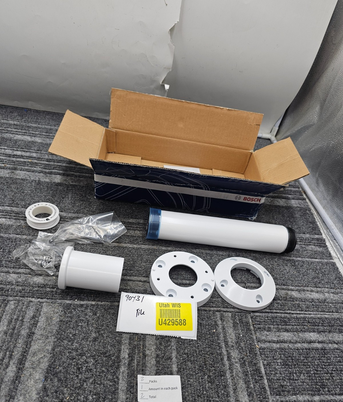 (QTY 2) BOSCH NDA-U-PMT: 12 in Universal Pendant Pipe Mount for Dome Cameras