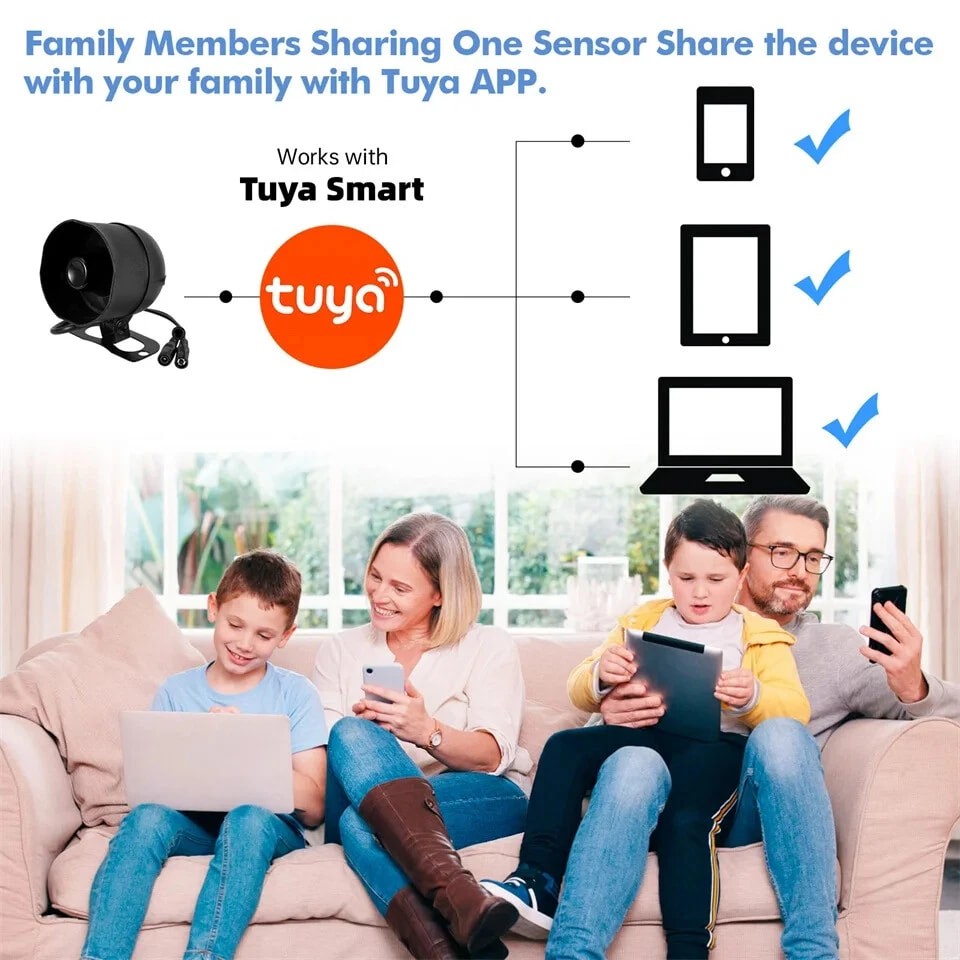 110dB WiFi Burglar Alarm Kit App Controlled Door Motion Sensor Security Set