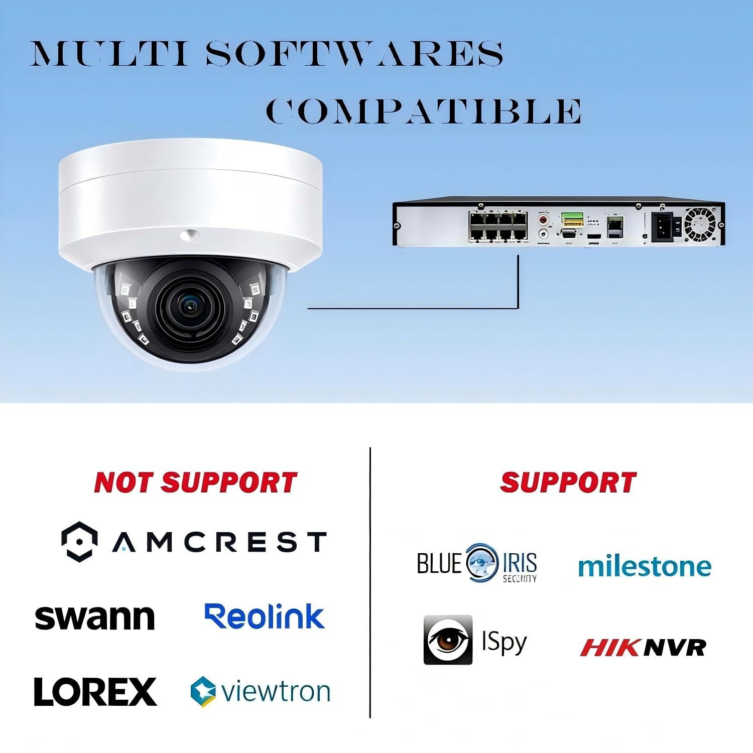4K 8MP PoE IP Vandal Dome PoE IP Camera Outdoor, 2.8mm Wide Angle 105° Fov, 9…