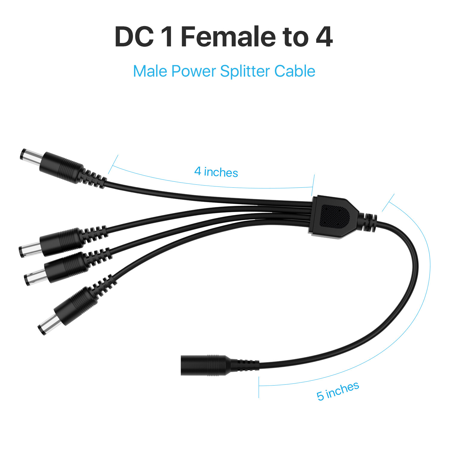 ZOSI DC 1 to 4 Way Power Splitter Adapter Cable Cord for CCTV Security Camera