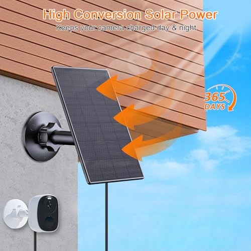 2W Solar Panel for Security Cameras, Solar Charger with Micro USB 2 Pack-Black