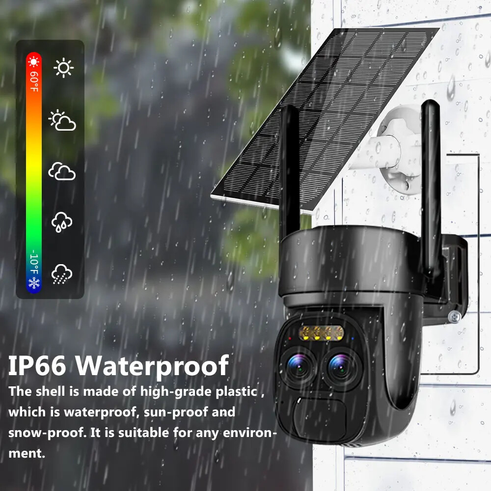 4K 8MP WIFI Solar Panel Camera Outdoor Audio Color Night Vision Security Camera