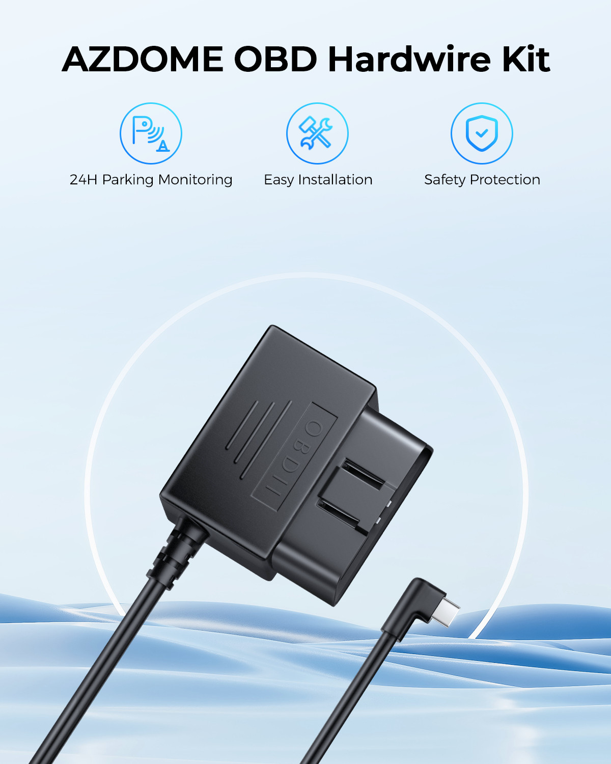 AZDOME Dash Cam OBD Hardwire Kit Power Cable Type C Port Support Parking Mode