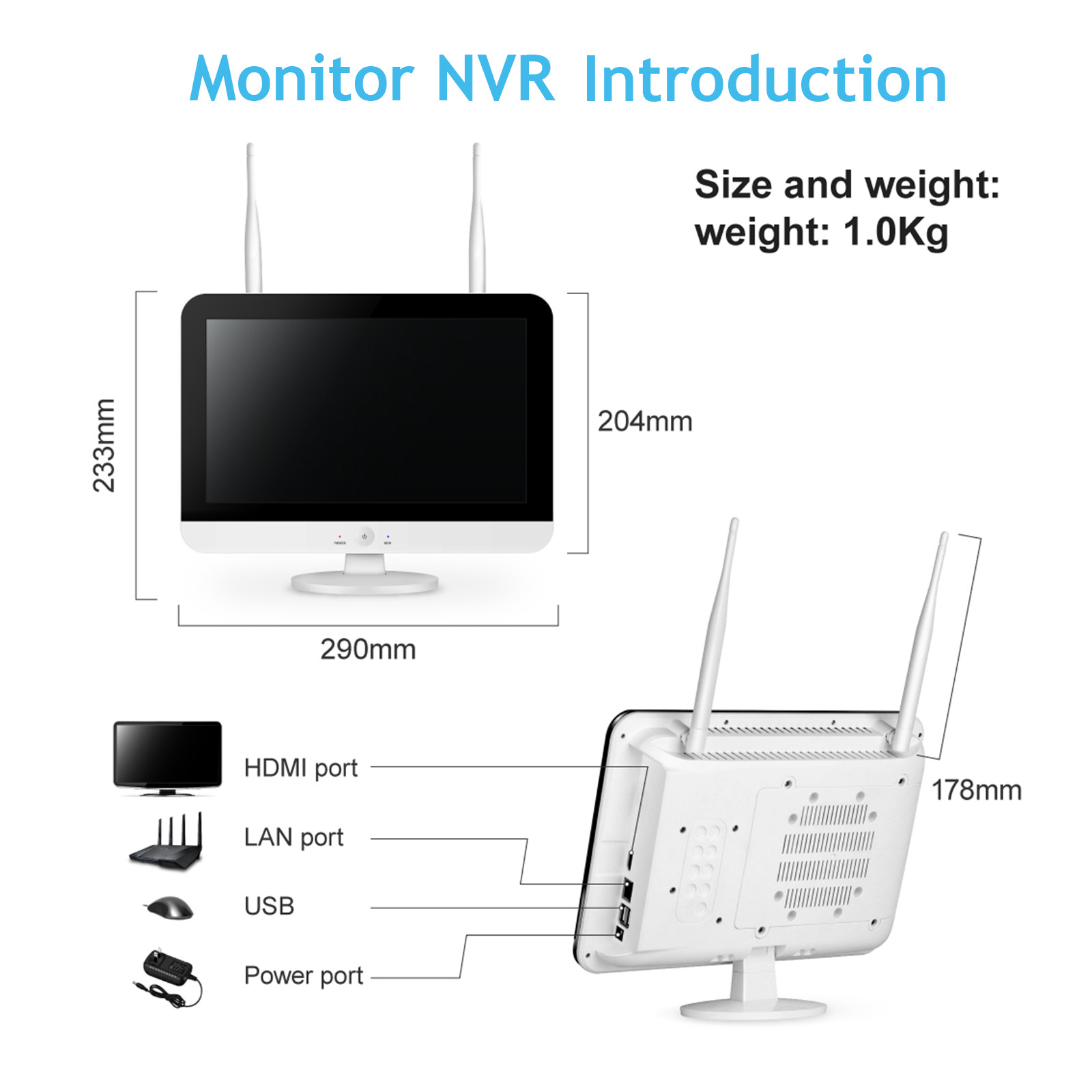 JENNOV J-Series Wireless Security Camera System Monitor WiFi 5MP 1TB HD 10CH NVR