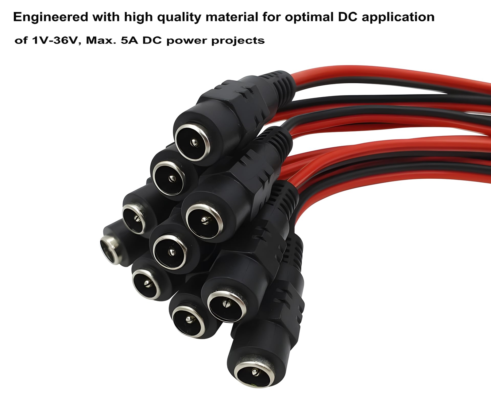 20 Pack Female Power Pigtail DC 5.5mm x 2.1mm Connectors Upgraded AWG for CCT…