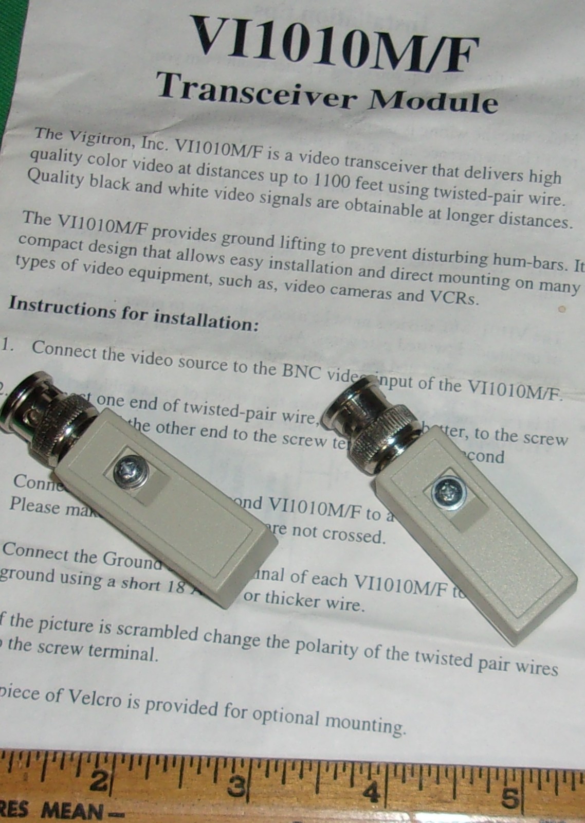 VIGITRON VI1010M UTP Transceiver Module NOS Clean! w/ Instruction Sheet