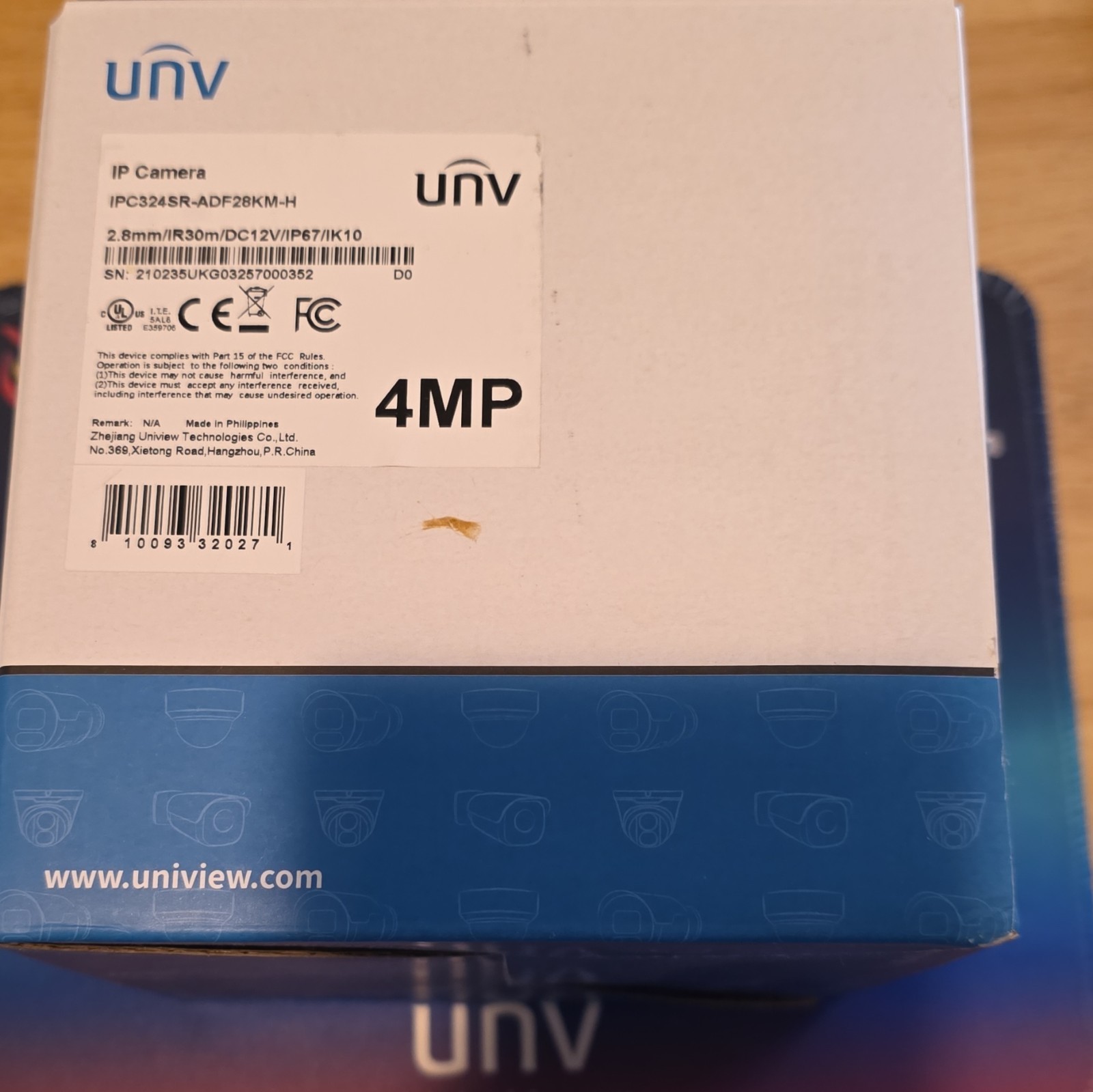 UNV IPC324SR-ADF28KM-H 4MP Wired IP Fixed Dome ONVIF H.265 IR White