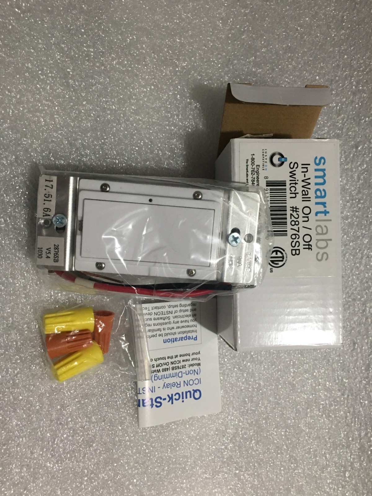 Smartlabs In Wall On/Off Switch #2876SB
