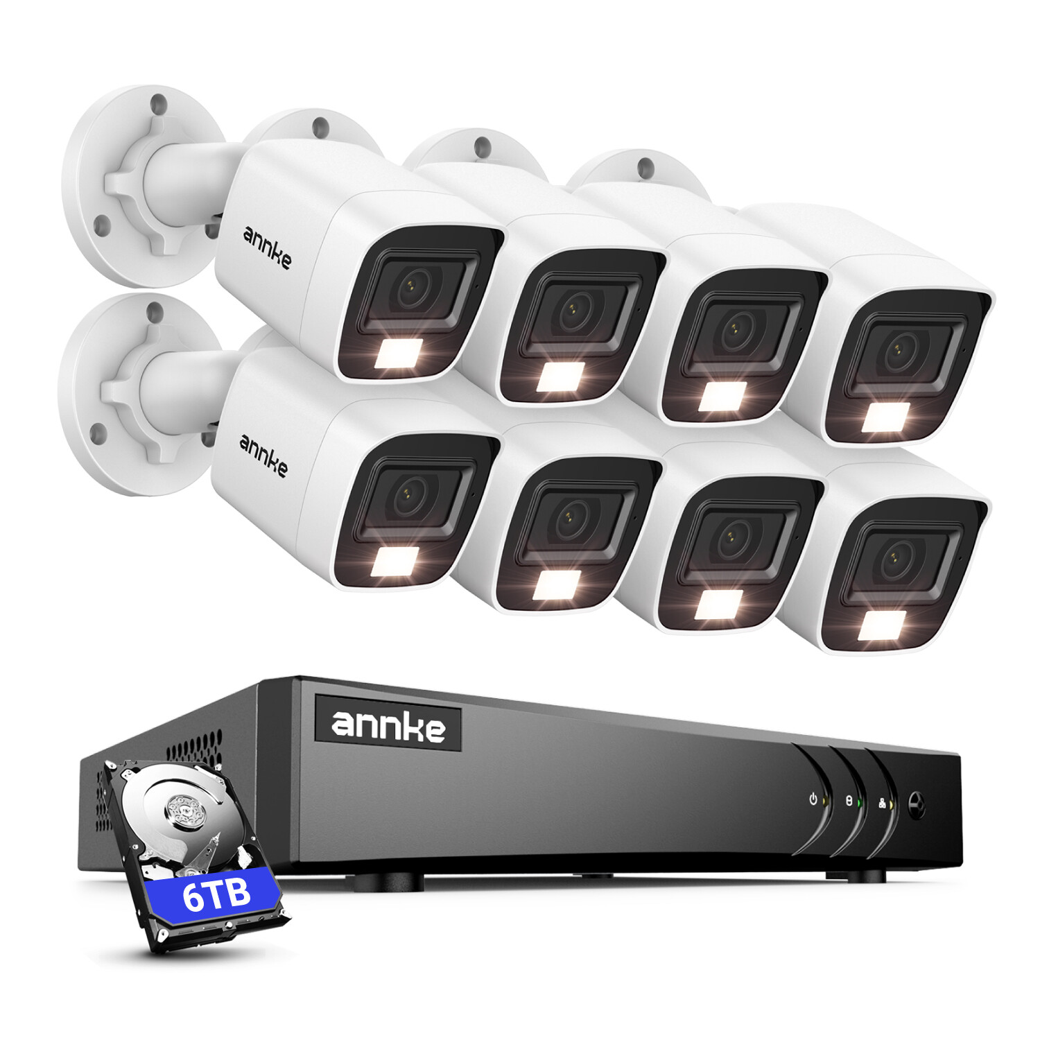 ANNKE 3K Lite 8CH DVR 1080P Color Night Security Camera System Human Detection