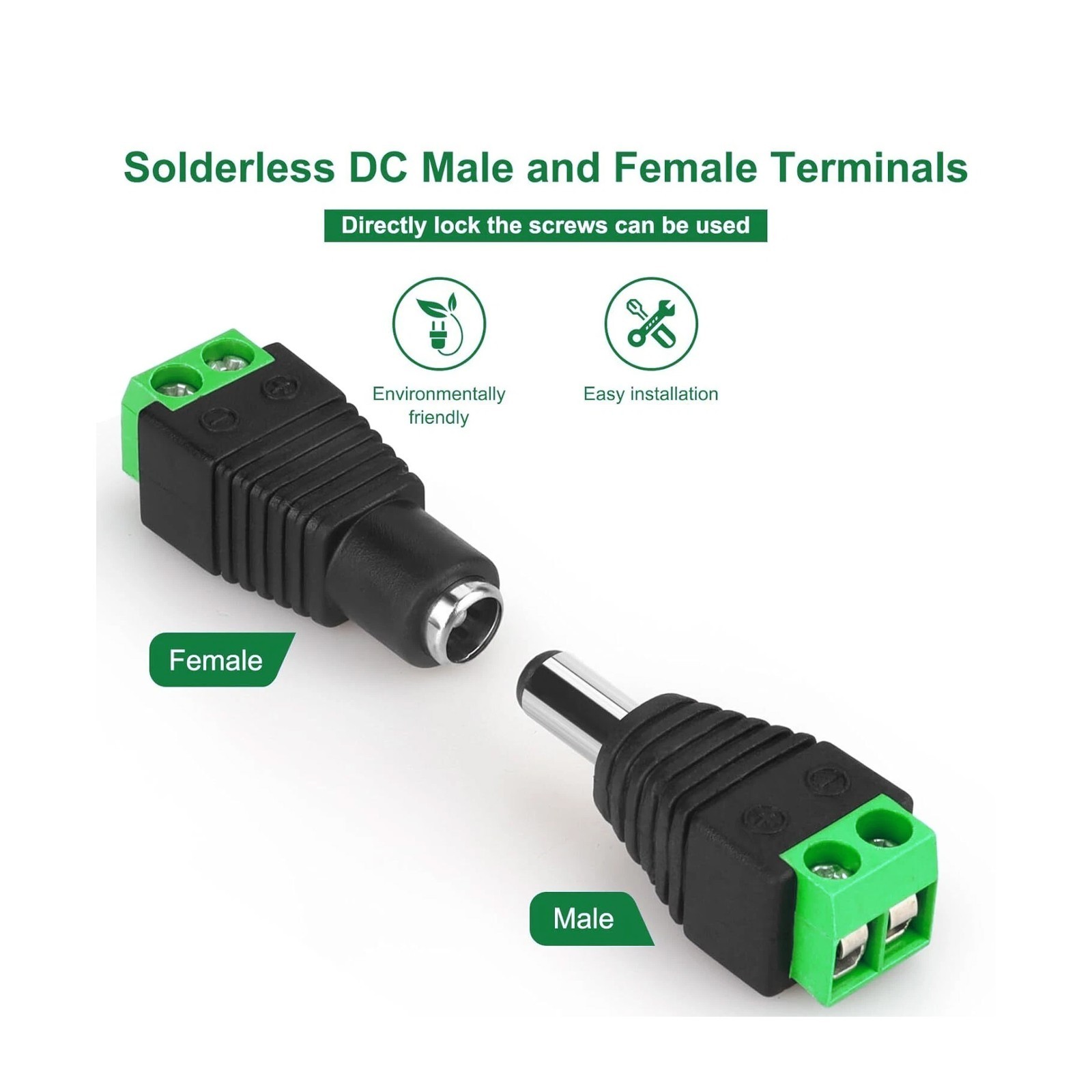 100Pairs Male Female 2.1×5.5mm DC Power Plug Jack Adapter Connector for CCTV Lot