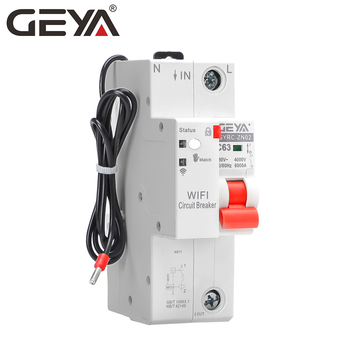 GEYA TUYA 15 function WIFI Smart MCB 1-4P 80A Circuit Breaker Reclosing Switch