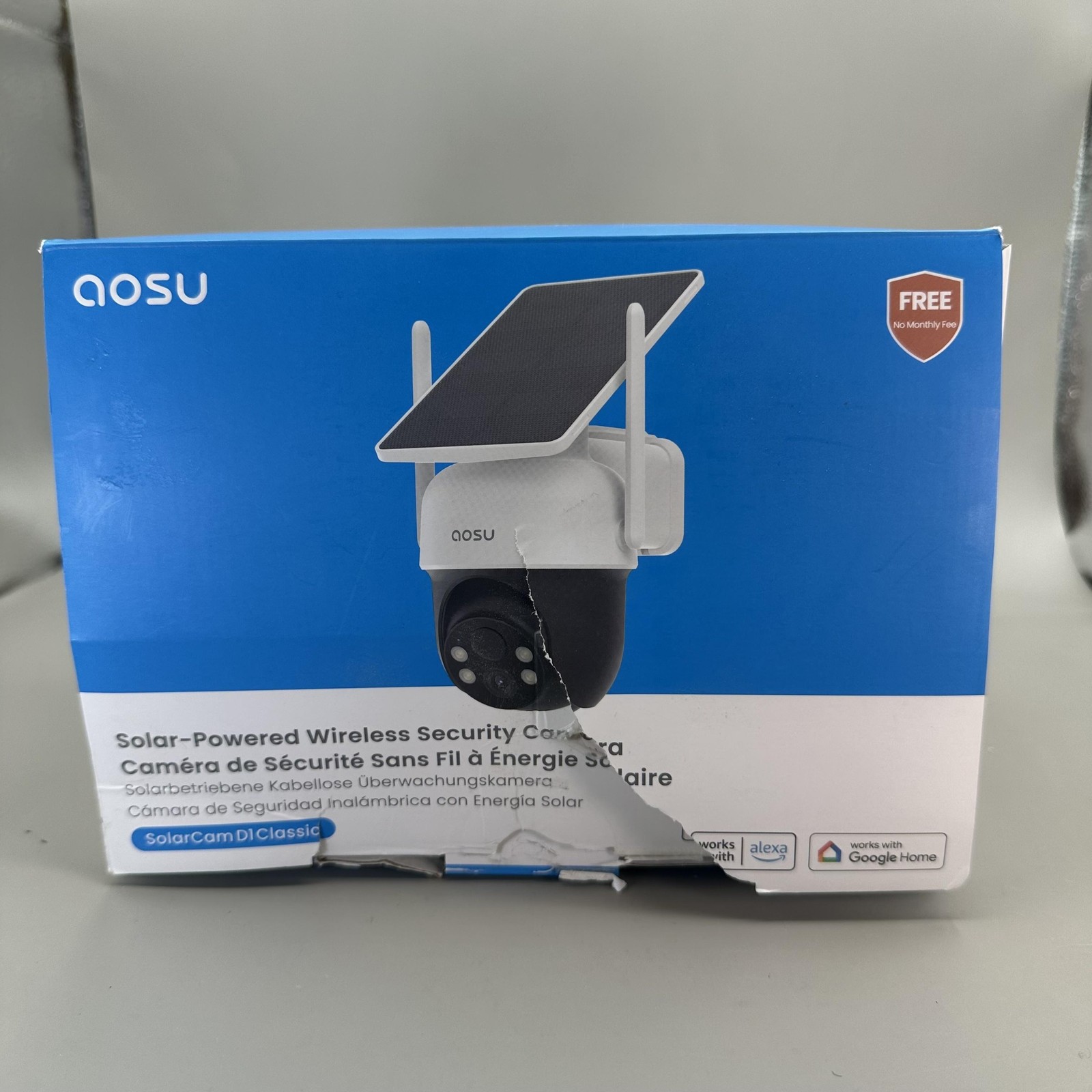 AOSU Solar-Powered Wireless Security Camera SolarCam D1 Night Vision *PARTS ONLY