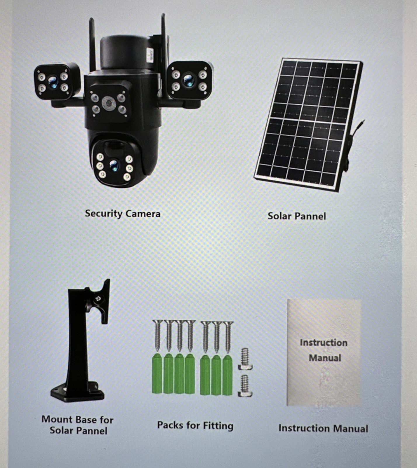 Triple-Lens Solar Security Camera, Wireless, Outdoor, HD, PTZ 360°, 8000mAh