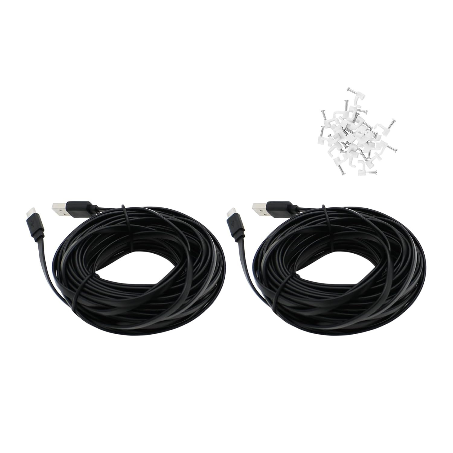 2 Pack USB Type-C Cable 25 ft for CCTV Security Camera Outdoor Flat Wa…