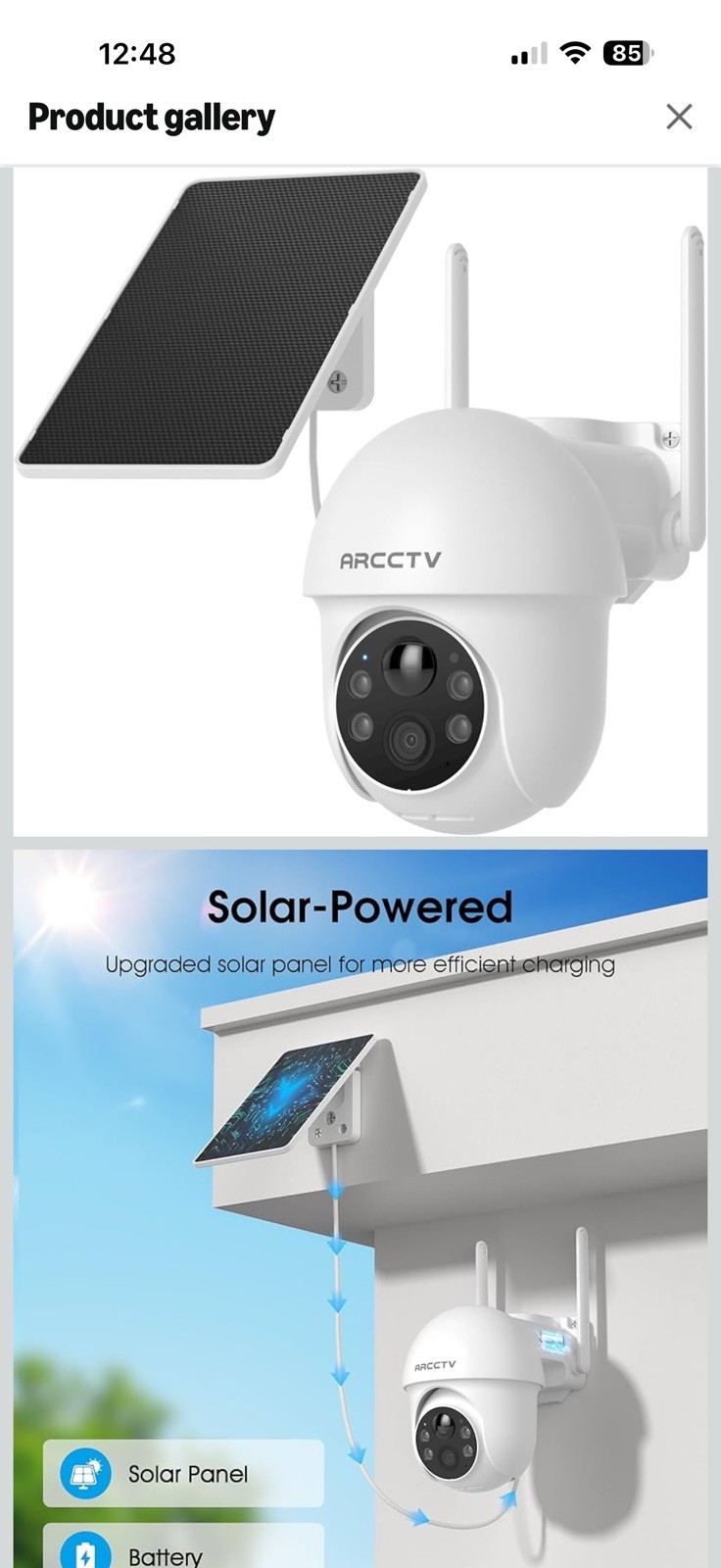 ARCCTV 4MP WiFi Wireless Battery+Solar Outdoor Camera, 2-Way Audio, 360