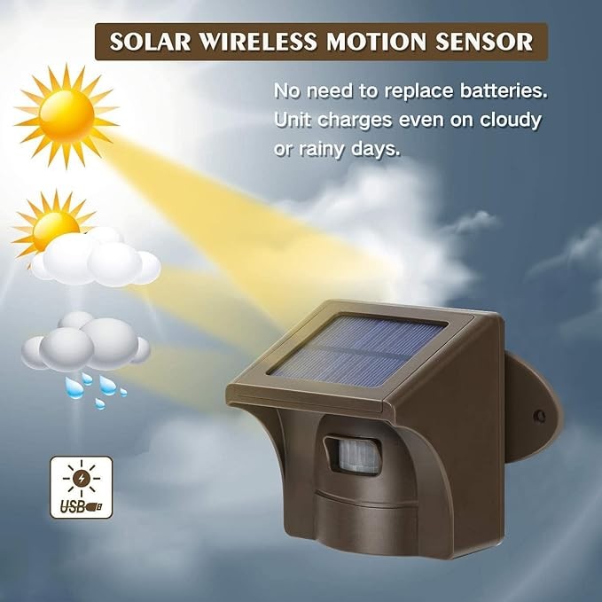 BROWN – eMACROS Long Range Solar Wireless Alarm Outdoor Weather Resistant HS002C