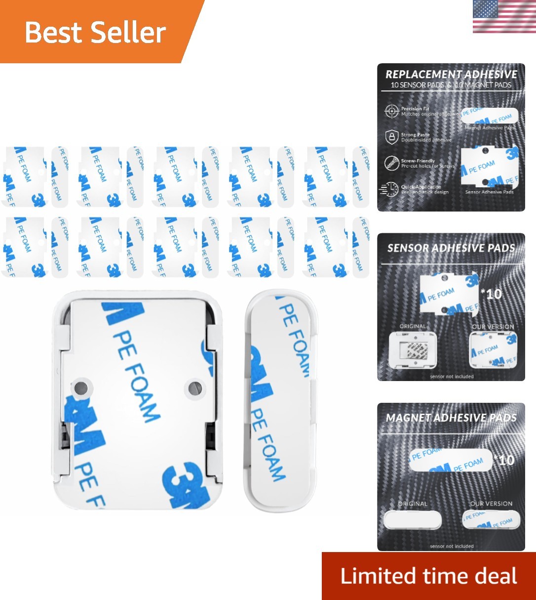 20-Pack Residue-Free Adhesive Pads for SimpliSafe Sensors – Wood, Metal, Tile