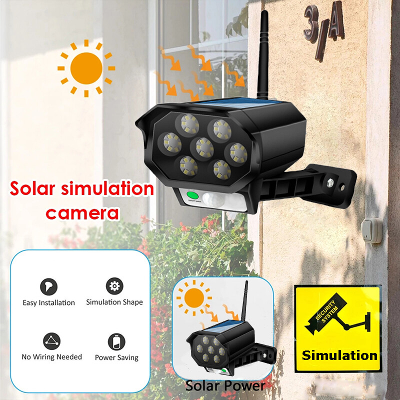 Solar LED Wall Light Motion Sensor Street Yard Outdoor Security Lamp Fake Camera