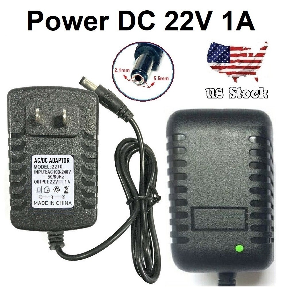 22V 1A 1000mA AC/DC 110-240V Converter Adapter Wall Charger Power Supply Mains