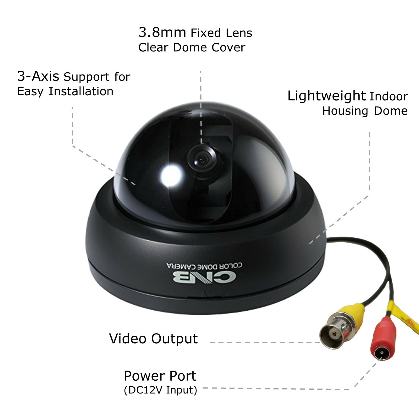 CNB DFK-60S 600TVL Analog Dome Camera – HPIS Sensor,Low Light, 3.6mm Lens, DC12V